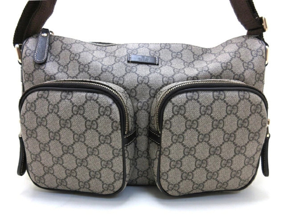 Gucci GG Supreme Shoulder Bag Beige Cream Brown